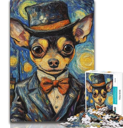 Nachthimmel-Chihuahua-Puzzle für Erwachsene, 1000 Puzzles, Familienspiel, Stressabbau, schwierige Herausforderung, Wichtelgeschenke, 38x26cm von LYXIANY