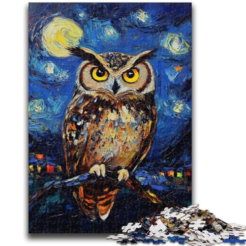 Nachthimmel-Eule-Puzzle 1000 Teile für Teenager, Denkspiel, Wanddekoration, einzigartige Geburtstags (50x75cm) von LYXIANY
