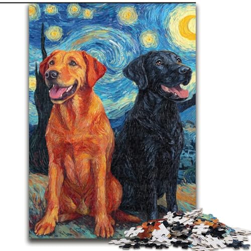 Nachthimmel-Labrador-Puzzle für Erwachsene, 1000-teiliges Puzzle, pädagogisches Familienspiel, geeignet als Schreibtischdekoration (50x75cm) von LYXIANY