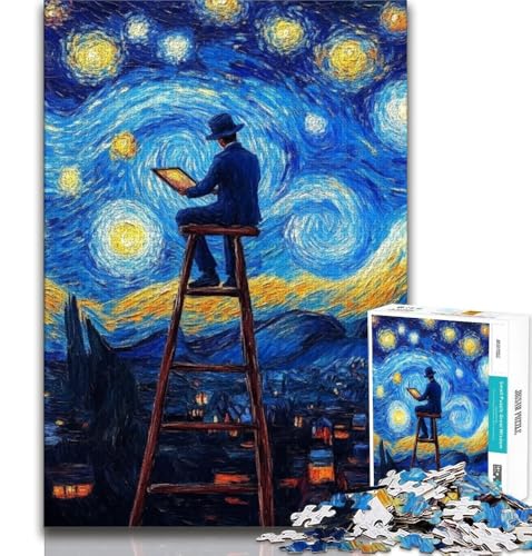 Nachthimmel-Maler-Puzzle mit 1000 Teilen für Erwachsene und Jugendliche, lustige Spiele, jedes Teil ist einzigartig – anspruchsvolles Familienspiel (38x26cm) von LYXIANY