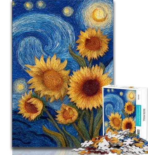 Nachthimmel-Sonnenblumen-Puzzle für Erwachsene, 1000-teiliges Puzzle, Denkspiel, Wanddekoration, einzigartige Geburtstags, 50x75cm Nachthimmel-Sonnenblumen-Puzzle für Erwachsene, 1000-teiliges Puzzle, Denkspiel, Wanddekoration, einzigartige Geburtstags, 50x75cm von LYXIANY