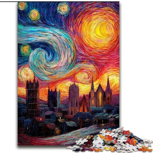 Nachthimmel-Stadtbild-Puzzle 1000 Teile für Erwachsene, anspruchsvolles Spiel und Familienspiel, Geburtstagsgeschenk, Geschenke, Wandkunst (26x38cm) von LYXIANY