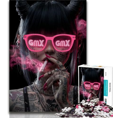 Neon Demon Girl 1000-teiliges Puzzle für Erwachsene und Teenager, Staycation, Zeit totschlagen, jedes Teil ist einzigartig – anspruchsvolles Familienspiel (50x75cm) von LYXIANY