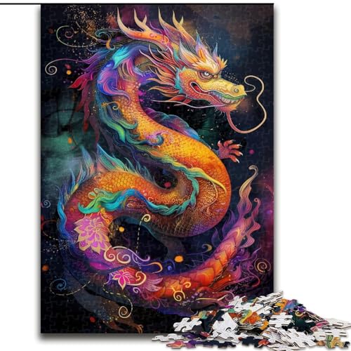 Neon-Drachen-Puzzles für Teenager, Lernspiele zum Selbermachen, Spielzeug mit passendem Poster und Quizblatt für Kinder ab 14 Jahren (50x75cm) von LYXIANY