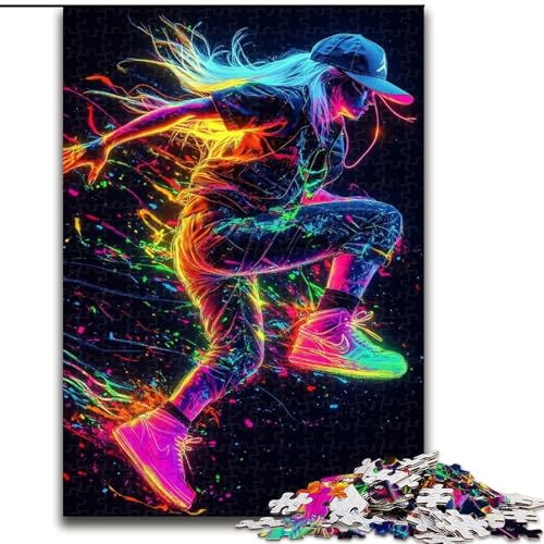 Neon-Graffiti-Mädchen-Puzzle für Erwachsene, 1000 Teile, Lernspielzeug, Familienspiele mit passendem Poster und Quizblatt (50x75cm) von LYXIANY