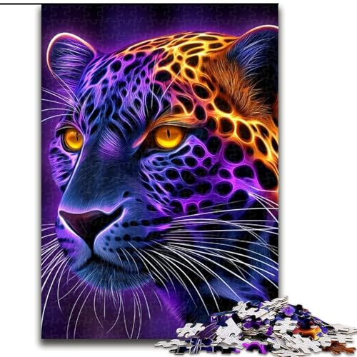 Neon-Leoparden-Puzzle für Erwachsene, 1000 Teile, ab 14 Jahren, Heimkunst-Dekoration, Familienspiele, Weihnachts- und Geburtstagsgeschenke (50x75cm) von LYXIANY