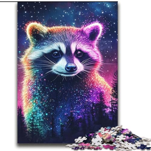 Neon-Waschbär-Puzzles für Teenager, Lernspiele, DIY-Spielzeug mit passendem Poster und Quizblatt für Kinder ab 14 Jahren (70x100cm) von LYXIANY