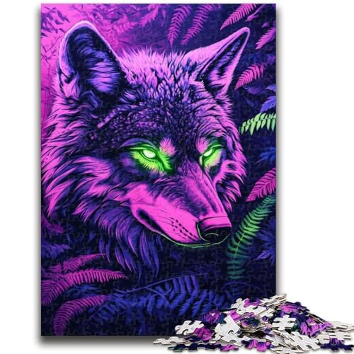Neon Wolf Puzzle 1000 Teile für Teenager, Denkspiel, Wanddekoration, einzigartige Geburtstags (50x75cm) von LYXIANY