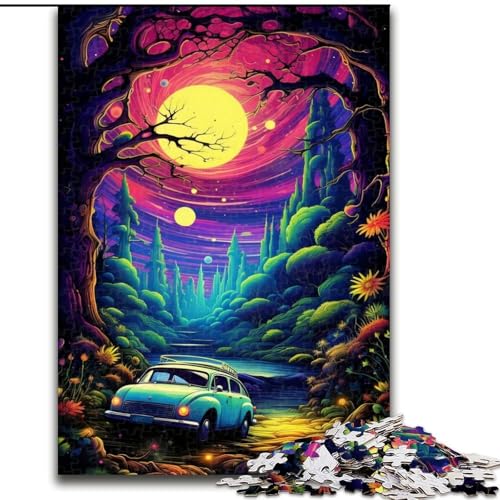 Neonauto in der Natur, 1000-teiliges Puzzle für Erwachsene und Jugendliche, Stressabbau, Zeitvertreib im Urlaub, Stärkung der Liebe zwischen Paaren (26x38cm) von LYXIANY