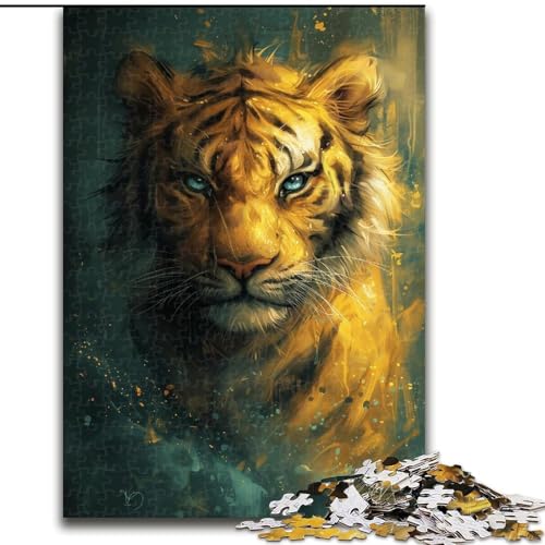 Niedlicher Kleiner gelber Tiger, 1000-teiliges Puzzle für Erwachsene, Holzpuzzle für Erwachsene, anspruchsvolles DIY-Denkspiel für Teenager, Größe 50x75cm von LYXIANY