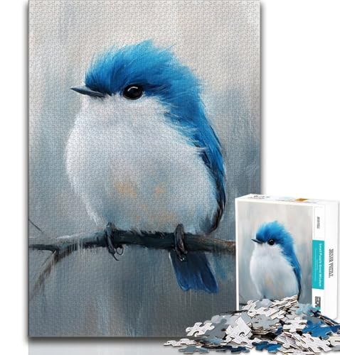 Niedliches Puzzle mit 1000 Teilen in Form eines kleinen blauen Vogels für Teenager, Denkspiel, Wanddekoration, einzigartige Geburtstags (38x26cm) von LYXIANY