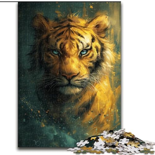 Niedliches Puzzle mit kleinem gelben Tiger, 1000 Teile, für Erwachsene, Lernspiele, Heimdekoration, geeignet als Schreibtischdekoration (26x38cm) von LYXIANY