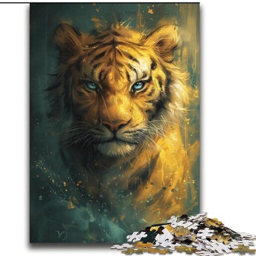 Niedliches Puzzle mit kleinem gelben Tiger, 2000 Teile, für Erwachsene und Jugendliche, anspruchsvolles Spiel und Lernspiel für die ganze Familie zum Geburtstag, Weihnachten (70x100cm) von LYXIANY