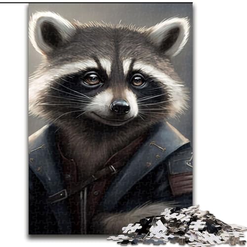 Niedliches Waschbär-Puzzle, 1000 Teile, für Erwachsene, Holzpuzzle, Weihnachten, Halloween, Ostern, Neujahr, Größe 50x75cm von LYXIANY