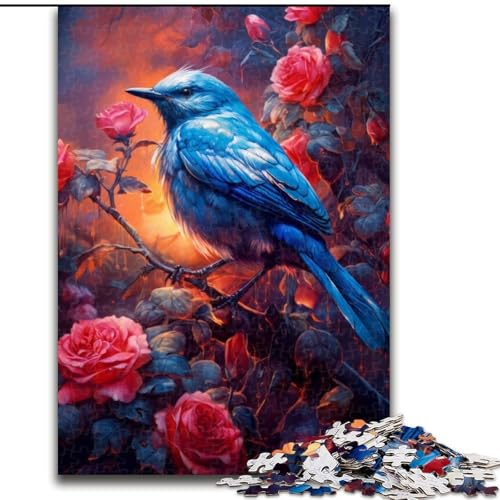 Niedliches kleines blaues Vogel-Puzzle, 1000 Teile, Holzpuzzle für Erwachsene, Spaß am Familienspielabend, dekoratives Kunstwerk zum Selbermachen, Größe 50x75cm von LYXIANY