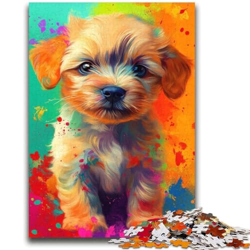 Ölgemälde-Puzzles für Erwachsene mit 1000 Welpen, anspruchsvoll zu vervollständigen, Aber unterhaltsames und humorvolles Lernspiel zum Geburtstag (38x52cm) von LYXIANY