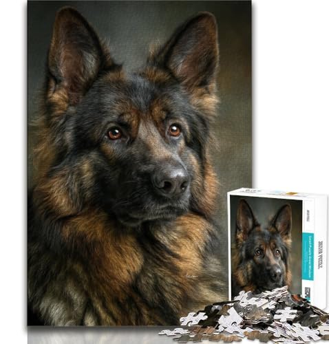 Ölgemälde mit Schäferhund, 1000-teiliges Puzzle für Erwachsene und Jugendliche, Quizspiel, Wanddekoration, einzigartige Geburtstags, 38x26cm von LYXIANY