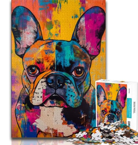 Ölgemälde mit französischer Bulldogge, 1000-teiliges Puzzle für Erwachsene und Jugendliche, zum Zeitvertreib zu Hause Jedes Teil ist einzigartig – anspruchsvolles Familienspiel (38x26cm) von LYXIANY