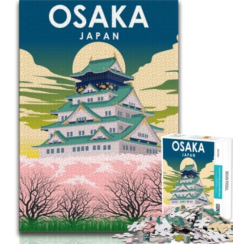 Osaka Japan Reise 1000-teiliges Puzzle für Erwachsene und Jugendliche, Quizspiel, Wanddekoration, einzigartige Geburtstags, 38x26cm von LYXIANY
