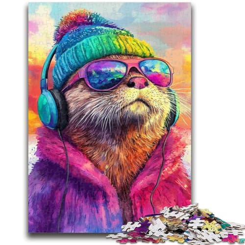 Otter hört Musik, 1000-teiliges Puzzle für Erwachsene, Geschenke für Lernspiele, Herausforderungsspielzeug, einzigartige Heimdekoration und Geschenke (50x75cm) von LYXIANY