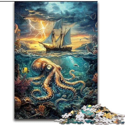Ozean-Oktopus-Puzzle, 1000 Teile, für Teenager, interessante Stressreduzierung, Eltern-Kind-Interaktion (Größe 50x75cm) von LYXIANY