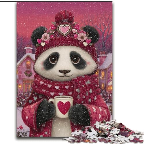 Panda im Urlaub, Puzzle für Erwachsene, 1000 Teile, hilft dem Gehirn beim Trainieren, süchtig machendes Spielzeug, um Geduld zu fördern, einzigartiges Herausforderungsspiel (Größe 26x38cm) von LYXIANY