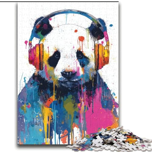 Panda mit Kopfhörer-Puzzles für Erwachsene und Jugendliche, anspruchsvolles Spiel und Familienspiel, Geburtstagsgeschenk, Geschenke, Wandkunst (70x100cm) von LYXIANY