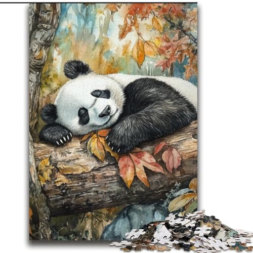 Panda schläft im Herbst, Puzzle für Erwachsene und Teenager, Klassische Lernspiele, schöne Dekoration (70x100cm) von LYXIANY