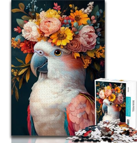 Papagei und Blumen 1000 Teile Puzzle für Erwachsene und Jugendliche, Spielzeug, Lernspiele, Stressabbau, geeignet als Schreibtischdekoration (38x26cm) von LYXIANY