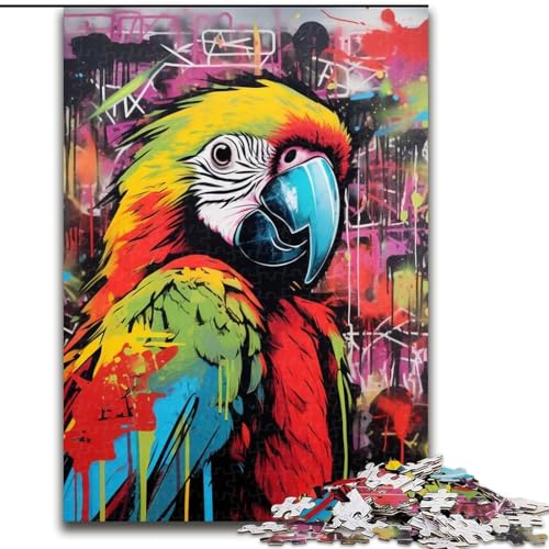 Papageien-Graffiti-Malerei-Puzzle, 1000 Teile, für Erwachsene, Papppuzzle für Erwachsene, ideal für Familienspaß, Entspannung, 26x38cm von LYXIANY