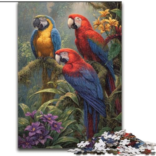Papageien- und Hänflings-Puzzle für Teenager, 1000 Puzzleteile, anspruchsvolles Spiel, ganze Familie (50x75cm) von LYXIANY