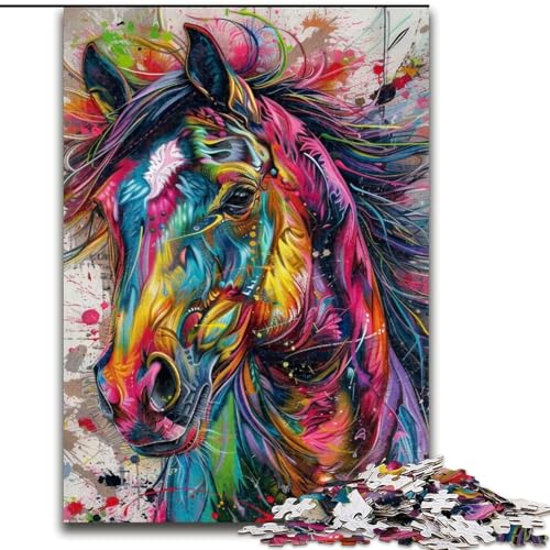 Pferde-Graffiti-Puzzles für Erwachsene und Jugendliche ab 14 Jahren, Stressabbau Frauen (50x75cm) von LYXIANY