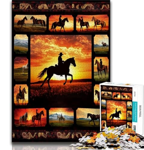 Pferdecollage, 1000-teiliges Puzzle für Teenager, Geschenke, Lernspiel, Herausforderungsspielzeug, einzigartige Heimdekoration und Geschenke (50x75cm) von LYXIANY