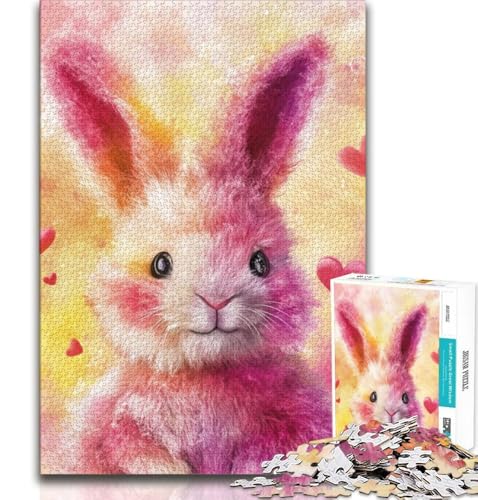 Pink Bunny Puzzle 1000 Teile für Teenager, Denkspiel, Wanddekoration, einzigartige Geburtstags (38x26cm) von LYXIANY