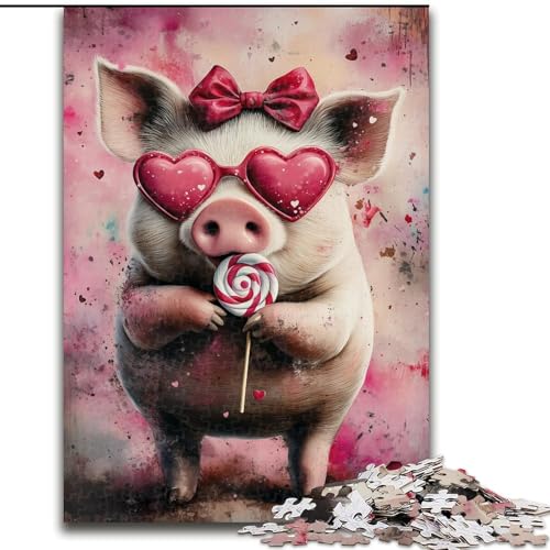 Pink Pig Puzzles für Teenager, 1000 Teile, Lernspiele, DIY-Spielzeug mit passendem Poster und Quizblatt für Kinder ab 14 Jahren (26x38cm) von LYXIANY