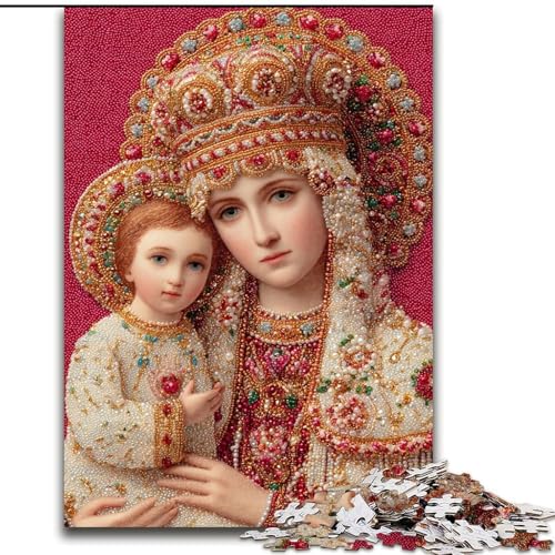 Porträt von Maria, der Mutter, Puzzle für Erwachsene, 1000 Teile, Lernspielzeug, Familienspiele, geeignet als Schreibtischdekoration (26x38cm) von LYXIANY