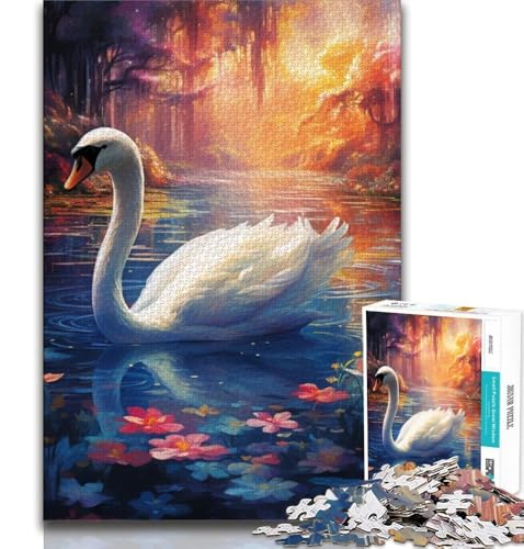 Psychedelic Art Swan Puzzle für Erwachsene, 1000 Teile, hilft dem Gehirn, süchtig machendes Spielzeug zu trainieren, um Geduld zu fördern, EIN Kunstwerk (50x75cm) von LYXIANY