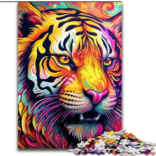 Psychedelic Art Tiger 1000-teiliges Puzzle, anspruchsvolles Denkspiel für Teenager, 26x38cm Psychedelic Art Tiger 1000-teiliges Puzzle, anspruchsvolles Denkspiel für Teenager, 26x38cm von LYXIANY