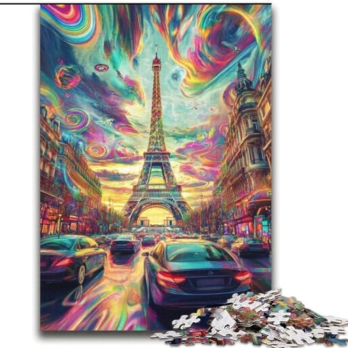 Psychedelic Eiffel 2000-teiliges Puzzle für Erwachsene und Jugendliche, Familienspiel zum Stressabbau, schwierige Herausforderung, tolle Geschenke und Spielzeuge (70x100cm) von LYXIANY
