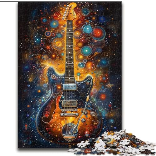 Psychedelic Guitars Puzzle für Erwachsene, 1000 Teile, schwierige Lernspiele, DIY-Spielzeug mit passendem Poster und Quizblatt für Kinder ab 14 Jahren (50x75cm) von LYXIANY