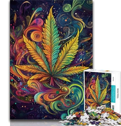 Psychedelic Leaves Puzzle 1000 Teile für Erwachsene, Familienspiel zum Stressabbau, schwierige Herausforderung, tolle Geschenke und Spielzeuge (75x50cm) von LYXIANY