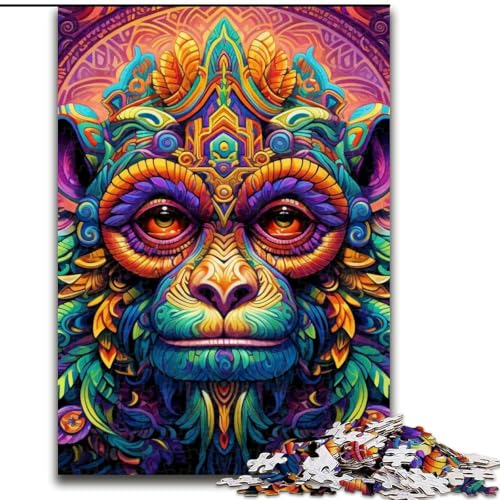 Psychedelic Monkey 1000-teiliges Puzzle, anspruchsvolles Denkspiel für Teenager, 50x75cm von LYXIANY