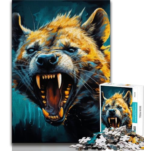 Psychedelic The Hyena 1000-teiliges Puzzle für Erwachsene und Jugendliche, Denkspiel, Wanddekoration, einzigartige Geburtstags (38x26cm) von LYXIANY