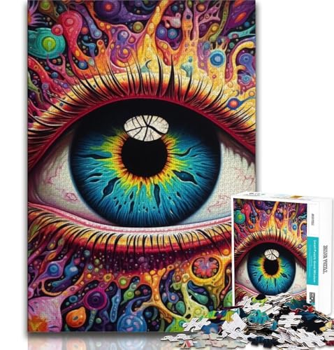 Psychedelische Augen Puzzle 1000 Teile für Teenager, Denkspiel, Wanddekoration, einzigartige Geburtstags (38x26cm) von LYXIANY