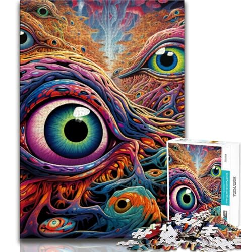 Psychedelische Augen Puzzle 1000 Teile für Teenager, Denkspiel, Wanddekoration, einzigartige Geburtstags (50x75cm) von LYXIANY