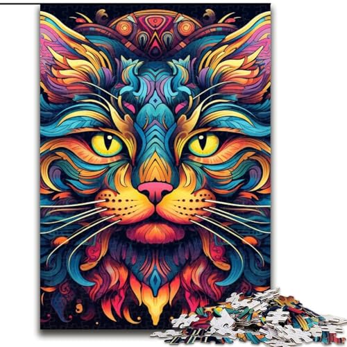 Psychedelische Katze, 1000 Teile, Puzzle, Geschenke, Holzpuzzle für Erwachsene, anspruchsvolles DIY-Denkspiel für Teenager, Größe: 50x75cm Psychedelische Katze, 1000 Teile, Puzzle, Geschenke, Holzpuzzle für Erwachsene, anspruchsvolles DIY-Denkspiel für Teenager, Größe: 50x75cm von LYXIANY