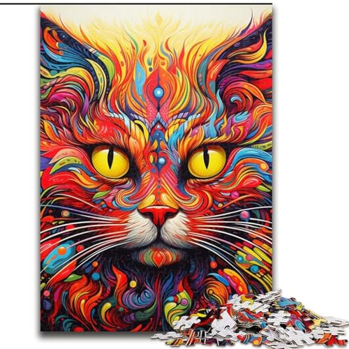 Psychedelische Katze, 1000-teiliges Puzzle, anspruchsvolles Denkspiel für Teenager, 26x38cm Psychedelische Katze, 1000-teiliges Puzzle, anspruchsvolles Denkspiel für Teenager, 26x38cm von LYXIANY