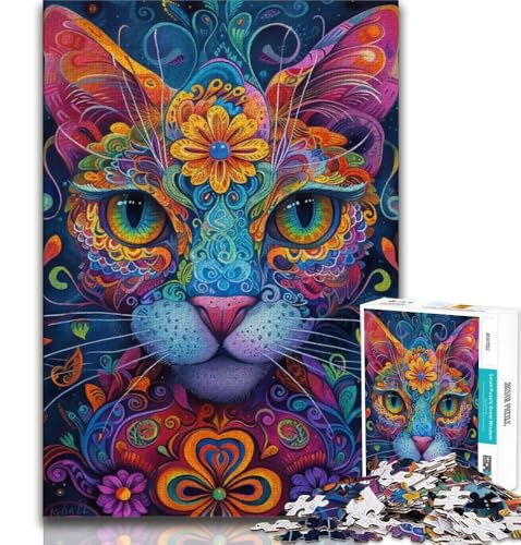 Psychedelische Katze, 1000-teiliges Puzzle für Erwachsene und Jugendliche, Quizspiel, Wanddekoration, einzigartige Geburtstags, 50x75cm Psychedelische Katze, 1000-teiliges Puzzle für Erwachsene und Jugendliche, Quizspiel, Wanddekoration, einzigartige Geburtstags, 50x75cm von LYXIANY