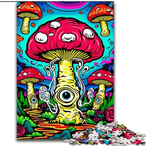 Psychedelische Pilz-Puzzles für 1000 Teile aus Holz, anspruchsvolles Denkspiel für Teenager, Spaß für den Spieleabend mit der Familie, Größe 50x75cm von LYXIANY