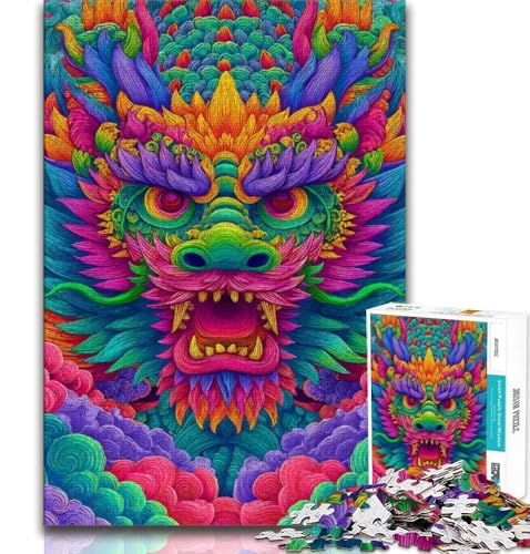 Psychedelischer Drache, 1000-teiliges Puzzle für Erwachsene und Jugendliche, Quizspiel, Wanddekoration, einzigartige Geburtstags, 38x26cm von LYXIANY
